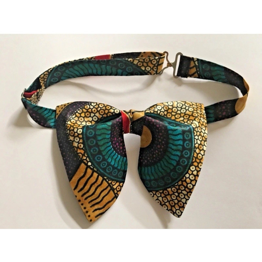 NEW Handmade‎ Mens Bow Tie African Print Kente Oversized Multi Color